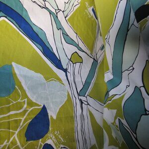 Ikea Janette 1 Curtain Panel Floral Abstract Green Blue 54" x 96" Grommet MOD